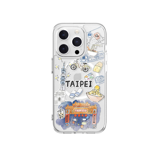 iPhone 15 Pro Kılıf M-safe Şarj Özellikli Çizim Desenli Şok Önleyicili Şeffaf Lisanslı Switcheasy City-M Taipei Kapak
