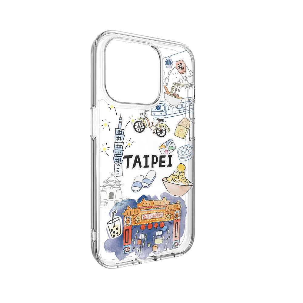 iPhone 15 Pro Kılıf M-safe Şarj Özellikli Çizim Desenli Şok Önleyicili Şeffaf Lisanslı Switcheasy City-M Taipei Kapak