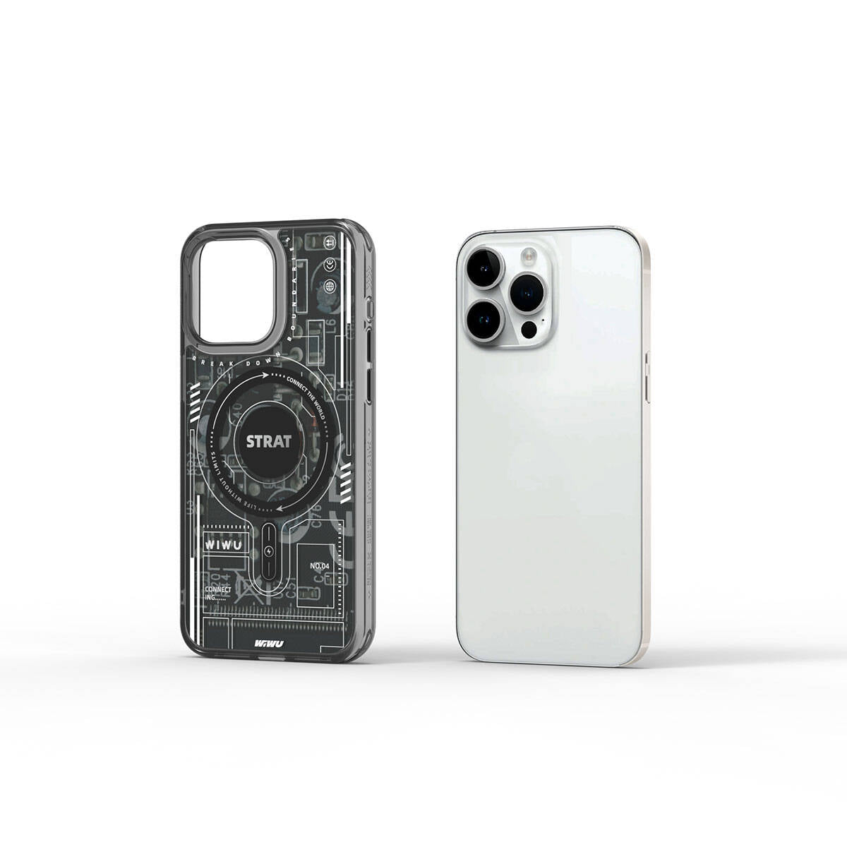 iPhone 15 Pro Kılıf M-safe Şarj Özellikli Desenli Wiwu Mecha Circuit H Serisi Kapak