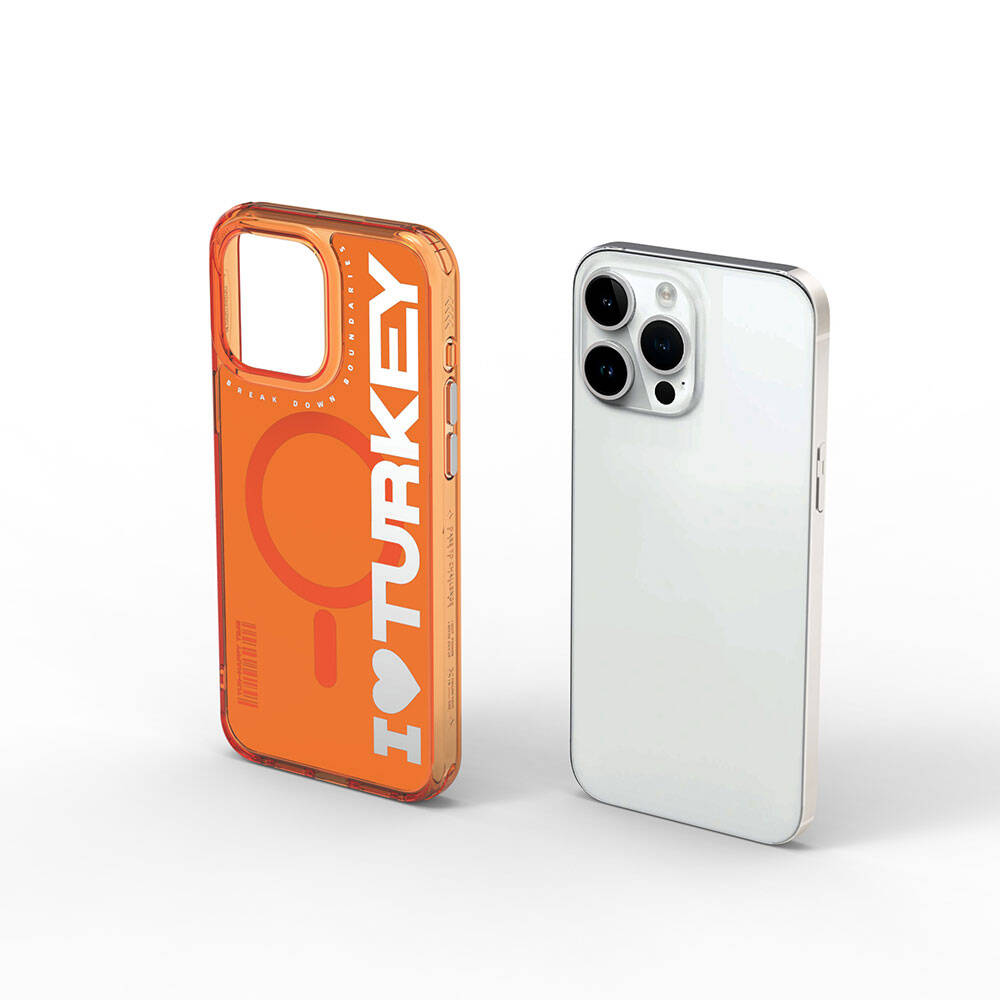 iPhone 15 Pro Kılıf M-safe Şarj Özellikli I Love Turkey Yazı Desenli Wiwu Turkey E Serisi Kapak