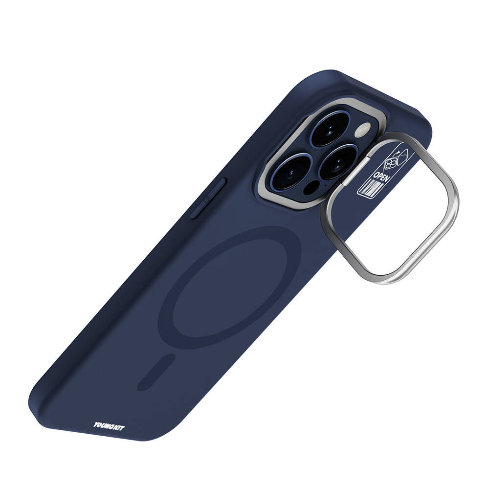 iPhone 15 Pro Kılıf M-safe Şarj Özellikli Kamera Standlı Youngkit Bitty Cream Kapak