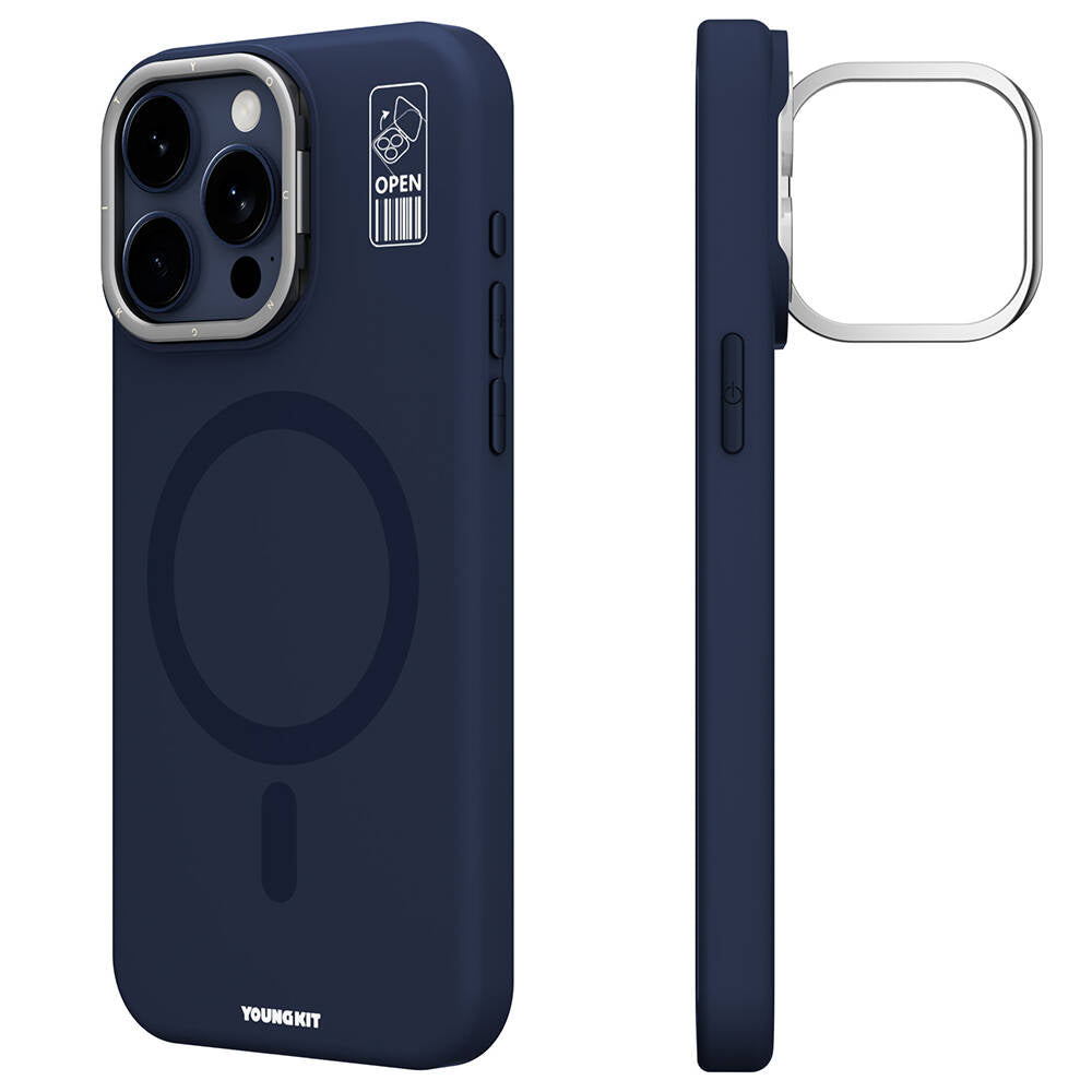 iPhone 15 Pro Kılıf M-safe Şarj Özellikli Kamera Standlı Youngkit Bitty Cream Kapak