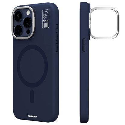 iPhone 15 Pro Kılıf M-safe Şarj Özellikli Kamera Standlı Youngkit Bitty Cream Kapak