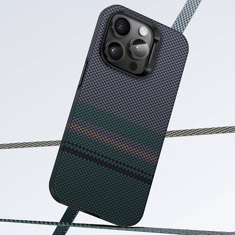 iPhone 15 Pro Kılıf M-safe Şarj Özellikli Karbon Fiber Tasarımlı Benks Aurora ArmorPro Kevlar Kapak