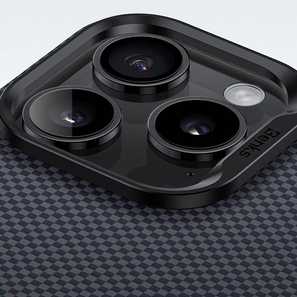 iPhone 15 Pro Kılıf M-safe Şarj Özellikli Karbon Fiber Tasarımlı Benks Aurora ArmorPro Kevlar Kapak