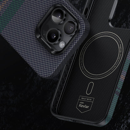 iPhone 15 Pro Kılıf M-safe Şarj Özellikli Karbon Fiber Tasarımlı Benks Aurora ArmorPro Kevlar Kapak