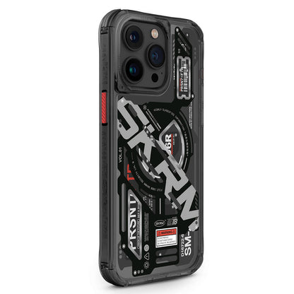 iPhone 15 Pro Kılıf M-safe Şarj Özellikli Katmanlı Makine Temalı SkinArma Ekho Kapak