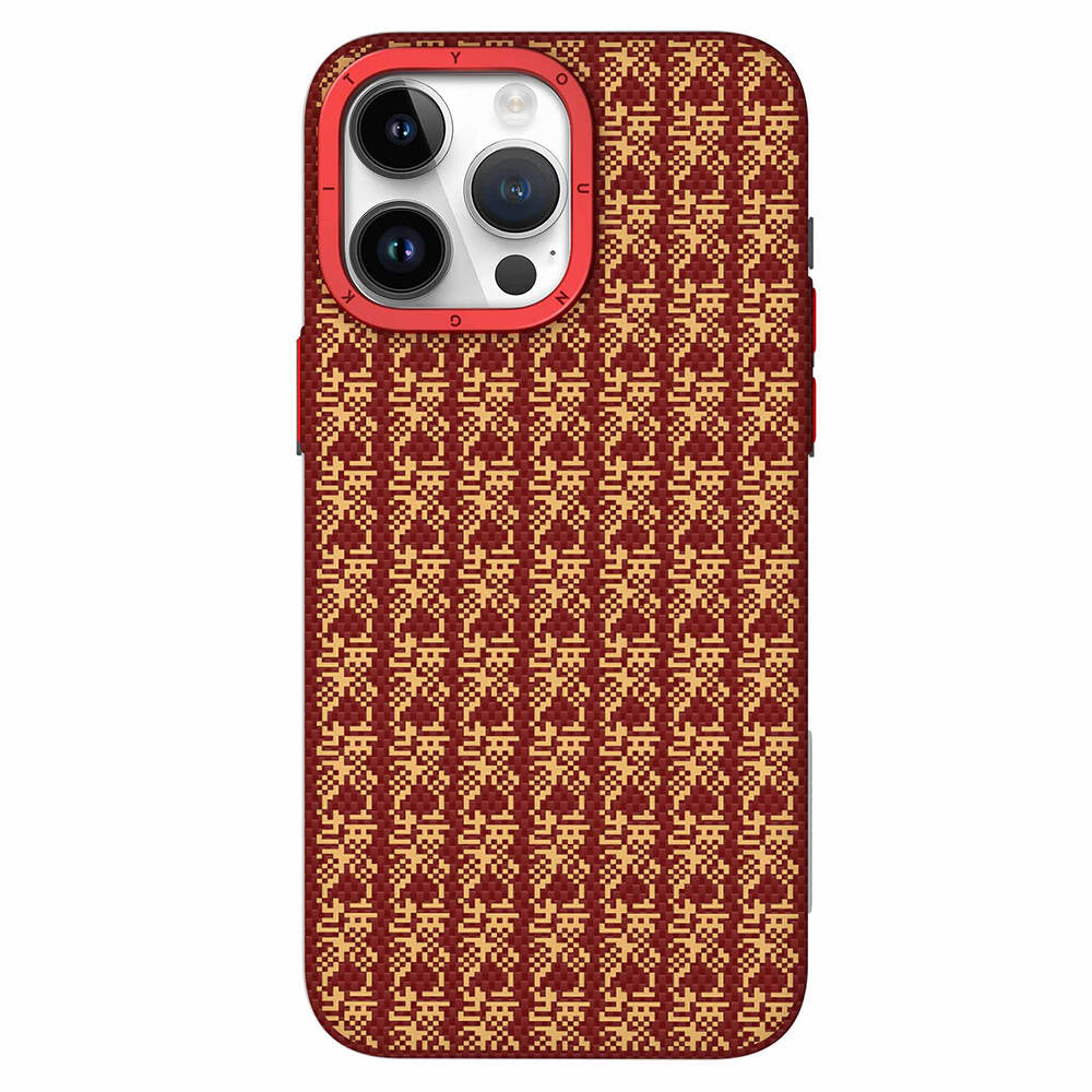 iPhone 15 Pro Kılıf M-safe Şarj Özellikli Kevlar 1500D Youngkit Auspicious Loong Serisi Kapak