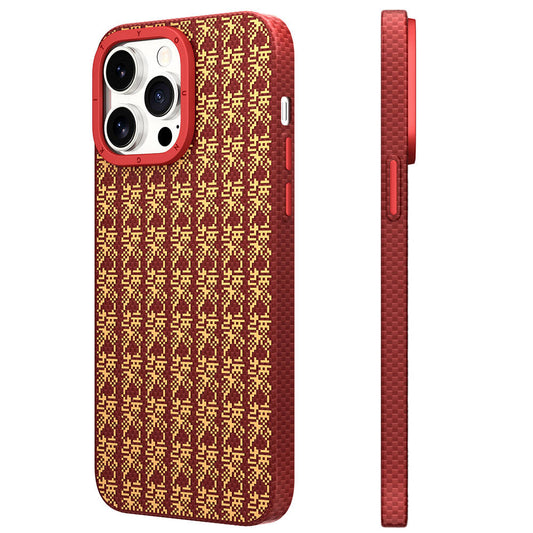 iPhone 15 Pro Kılıf M-safe Şarj Özellikli Kevlar 1500D Youngkit Auspicious Loong Serisi Kapak