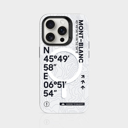 iPhone 15 Pro Kılıf M-safe Şarj Özellikli Koordinat Yazı Desenli Benks Summit Serisi Kapak