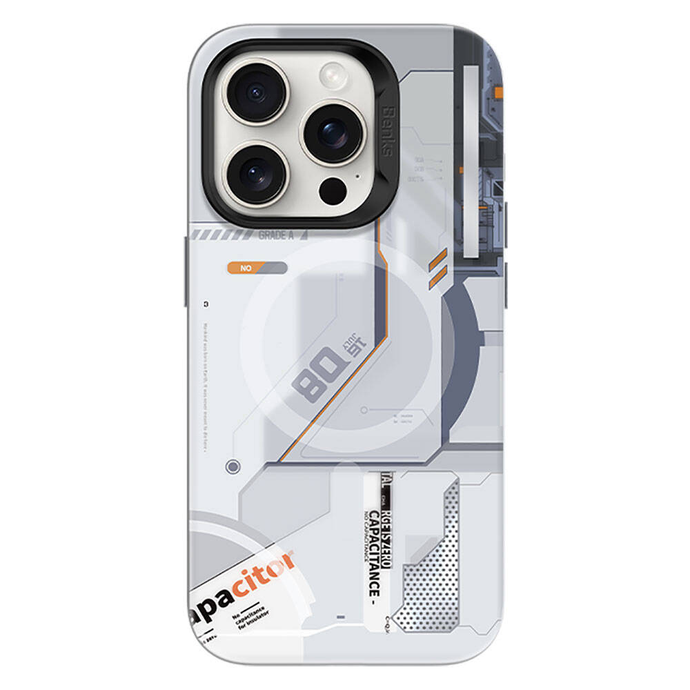 iPhone 15 Pro Kılıf M-safe Şarj Özellikli Mekanik Tasarımlı Benks Perspective Serisi Kapak