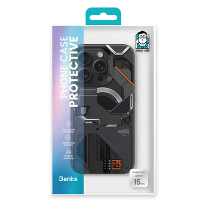 iPhone 15 Pro Kılıf M-safe Şarj Özellikli Mekanik Tasarımlı Benks Perspective Serisi Kapak