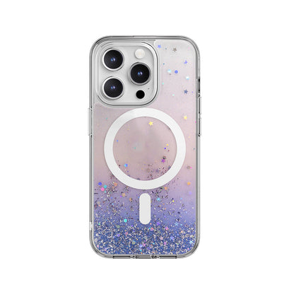 iPhone 15 Pro Kılıf M-safe Şarj Özellikli Parlayan Simli Şeffaf Lisanslı Switcheasy Starfield-M Kapak