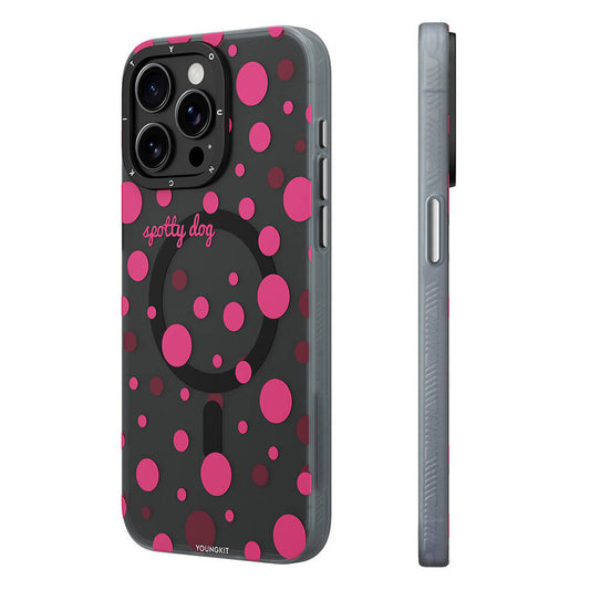 iPhone 15 Pro Kılıf M-safe Şarj Özellikli Polka Dot Desenli Youngkit Spots Serisi Kapak