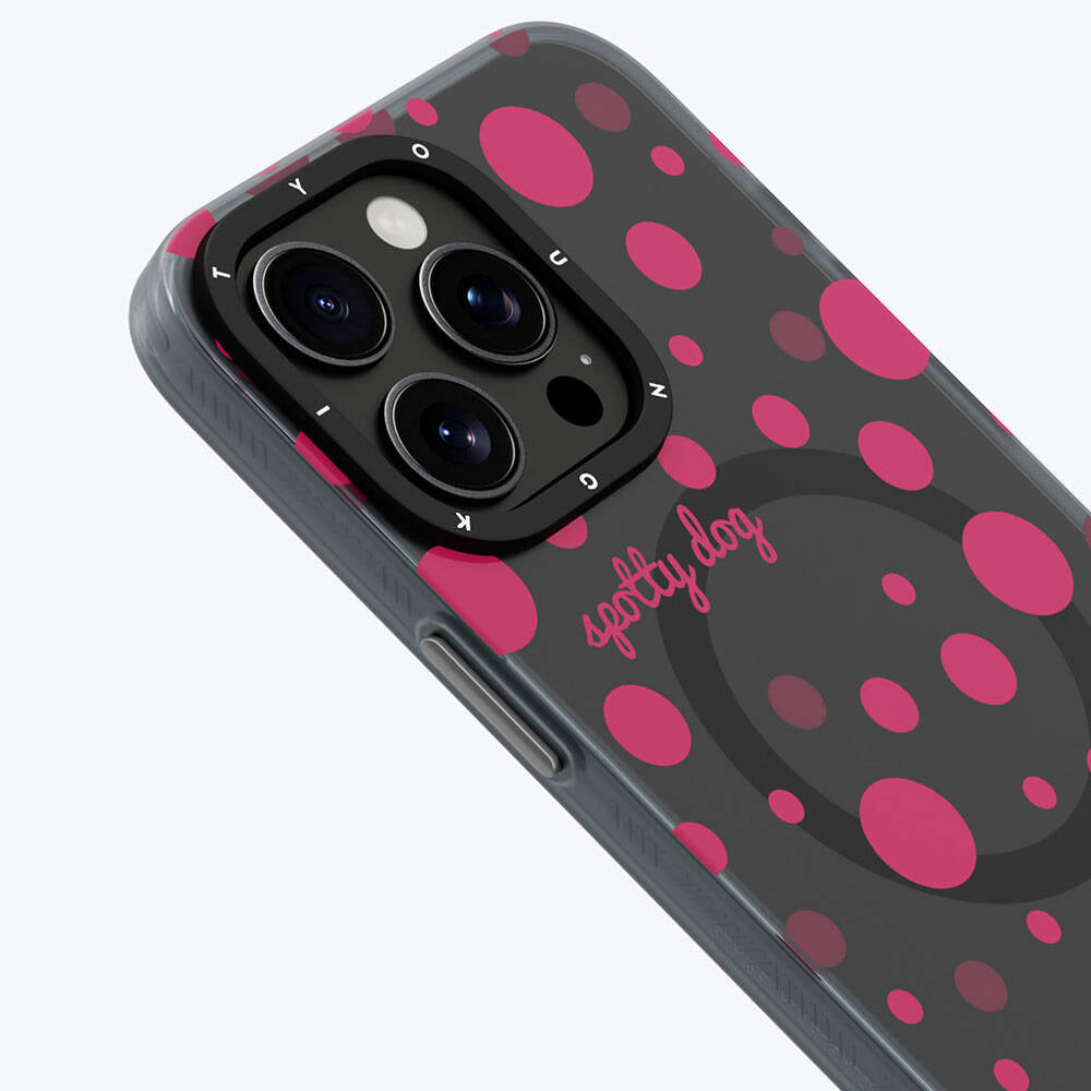 iPhone 15 Pro Kılıf M-safe Şarj Özellikli Polka Dot Desenli Youngkit Spots Serisi Kapak
