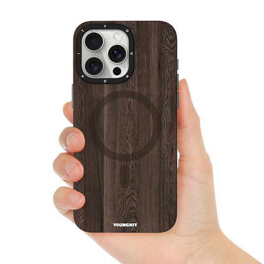 iPhone 15 Pro Kılıf M-safe Şarj Özellikli Sararmaya Dayanıklı Youngkit Wood Forest Serisi Kapak