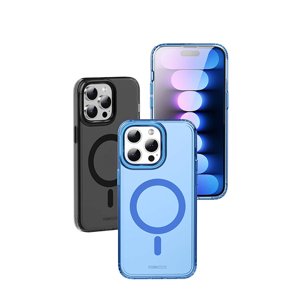 iPhone 15 Pro Kılıf M-safe Şarj Özellikli Saydam Arka Yüzey Recci Crystal Color Serisi Kapak