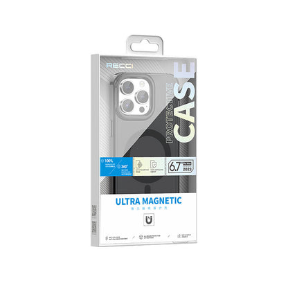 iPhone 15 Pro Kılıf M-safe Şarj Özellikli Saydam Arka Yüzey Recci Crystal Color Serisi Kapak