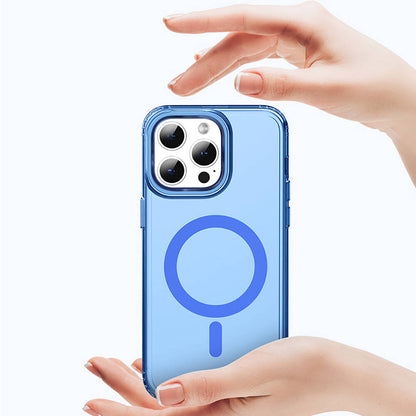 iPhone 15 Pro Kılıf M-safe Şarj Özellikli Saydam Arka Yüzey Recci Crystal Color Serisi Kapak