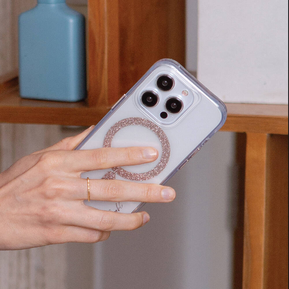 iPhone 15 Pro Kılıf M-safe Şarj Özellikli Simli Magnetik Coehl Glace Kapak
