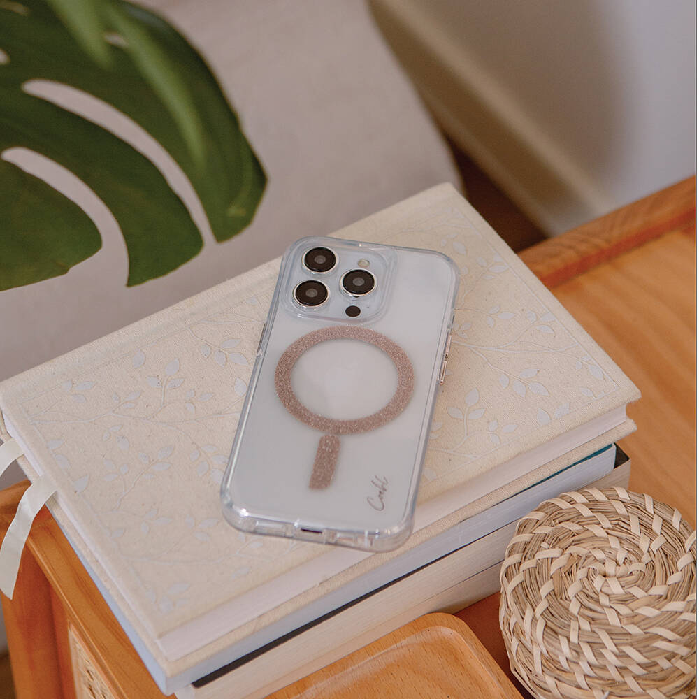 iPhone 15 Pro Kılıf M-safe Şarj Özellikli Simli Magnetik Coehl Glace Kapak