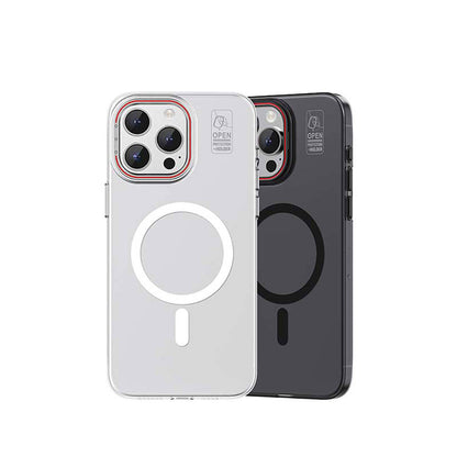 iPhone 15 Pro Kılıf M-safe Şarj Özellikli Standlı Metal Kamera Çerçeveli Mat Recci Glaze Serisi Kapak