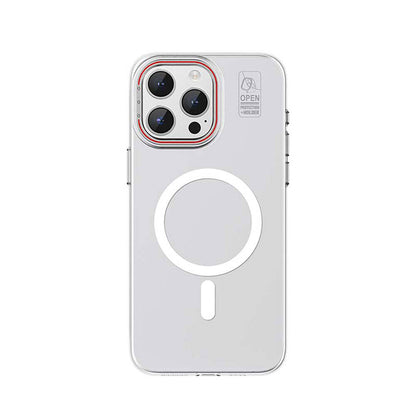 iPhone 15 Pro Kılıf M-safe Şarj Özellikli Standlı Metal Kamera Çerçeveli Mat Recci Glaze Serisi Kapak