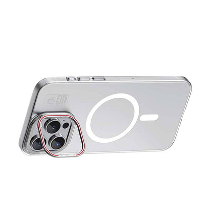 iPhone 15 Pro Kılıf M-safe Şarj Özellikli Standlı Metal Kamera Çerçeveli Mat Recci Glaze Serisi Kapak