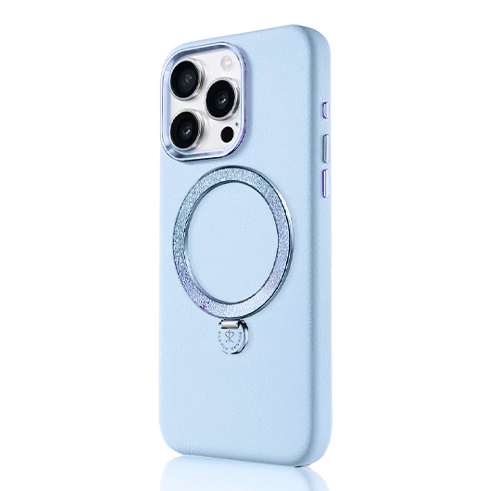 iPhone 15 Pro Kılıf M-safe Şarj Özellikli Standlı Suni Deri Tasarımlı Pynana Dancing Circle Serisi Kapak