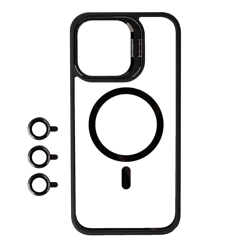 Apple iPhone 15 Pro Kılıf M-safe Şarj Özellikli Standlı Zore M-safe Klon Lensli Kapak