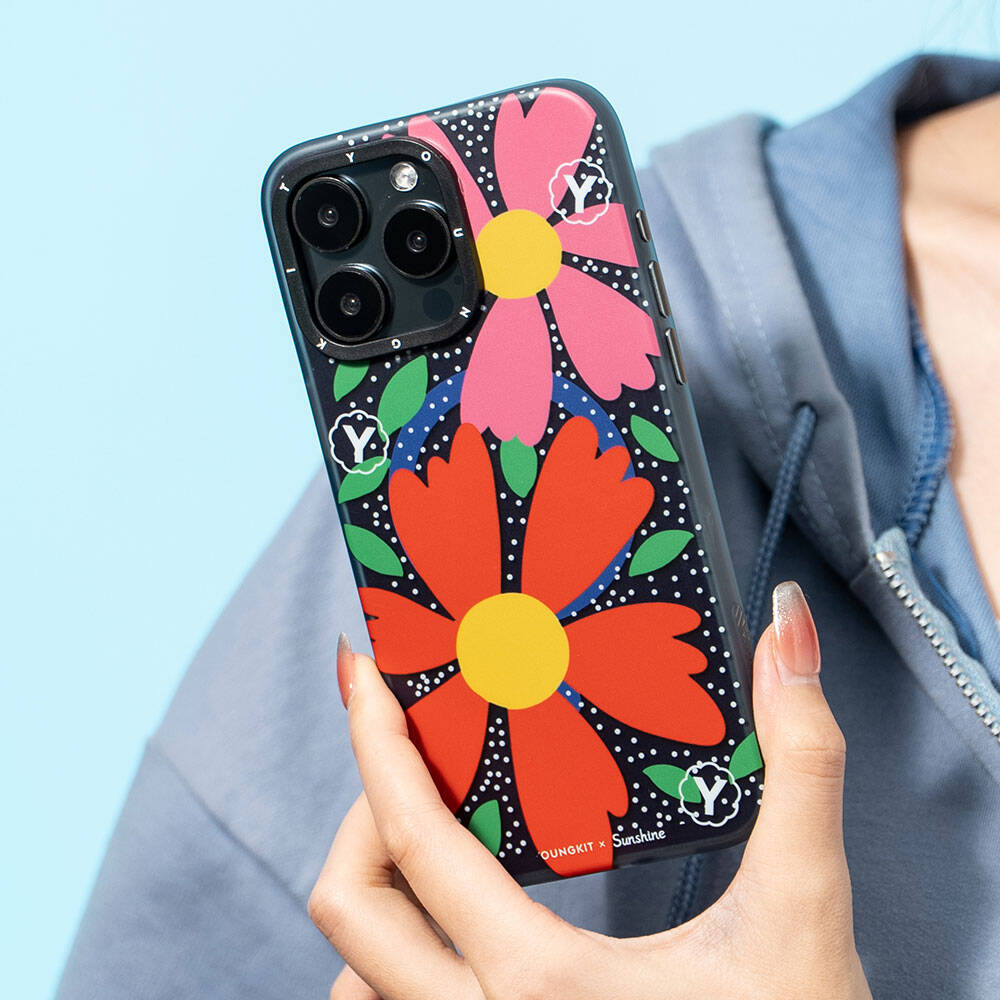 iPhone 15 Pro Kılıf M-safe Şarj Özellikli Sunshine Tasarımlı Youngkit Colorful Serisi Kapak