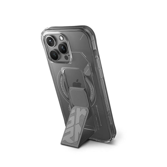 iPhone 15 Pro Kılıf M-safe Şarj Özellikli Teknoloji Desenli Standlı Skinarma Helio Kapak