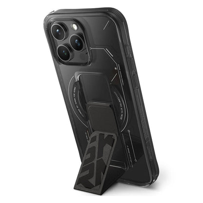 iPhone 15 Pro Kılıf M-safe Şarj Özellikli Teknoloji Desenli Standlı Skinarma Helio Kapak