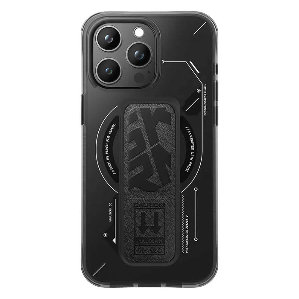 iPhone 15 Pro Kılıf M-safe Şarj Özellikli Teknoloji Desenli Standlı Skinarma Helio Kapak
