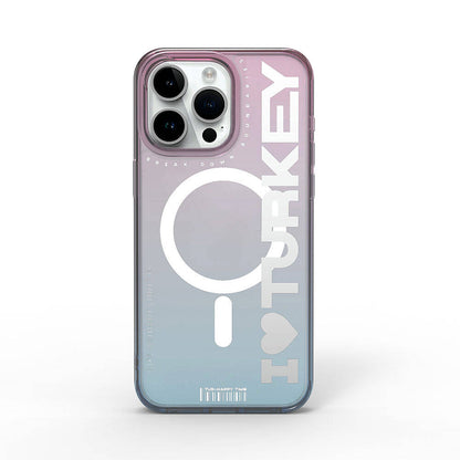 iPhone 15 Pro Kılıf M-safe Şarj Özellikli Transparan Renk Geçişli Wiwu Turkey C Serisi Kapak