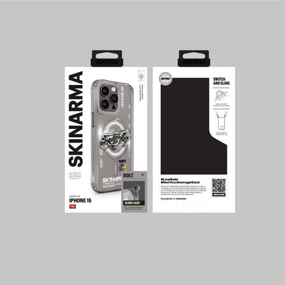 iPhone 15 Pro Kılıf M-safe Şarj Özellikli Yazı Desenli SkinArma Bolt Kapak