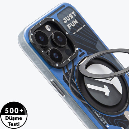 iPhone 15 Pro Kılıf M-safe Şarj Özellikli Youngkit 360° Standlı Starship Serisi Kapak