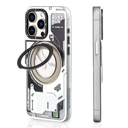 iPhone 15 Pro Kılıf M-safe Şarj Özellikli Youngkit 360° Standlı Starship Serisi Kapak