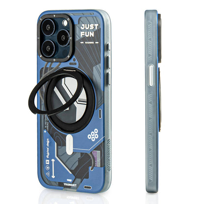 iPhone 15 Pro Kılıf M-safe Şarj Özellikli Youngkit 360° Standlı Starship Serisi Kapak
