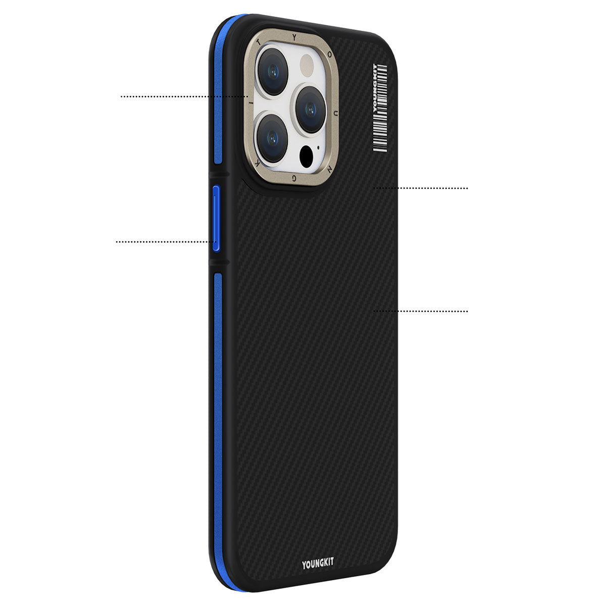 iPhone 15 Pro Kılıf M-safe Şarj Özellikli YoungKit 600D Kevlar Kapak