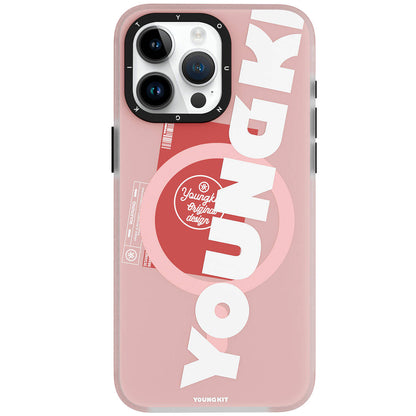 iPhone 15 Pro Kılıf M-safe Şarj Özellikli Youngkit Binfen Serisi Yazı Temalı Kapak