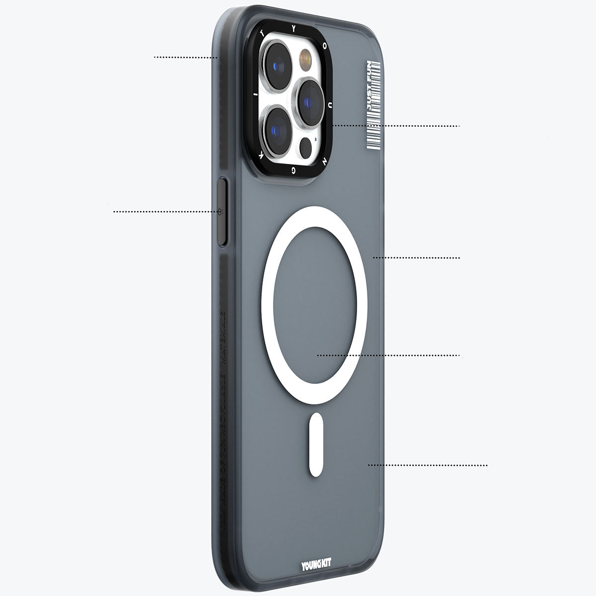 iPhone 15 Pro Kılıf M-safe Şarj Özellikli Youngkit Colored Sand Serisi Kapak