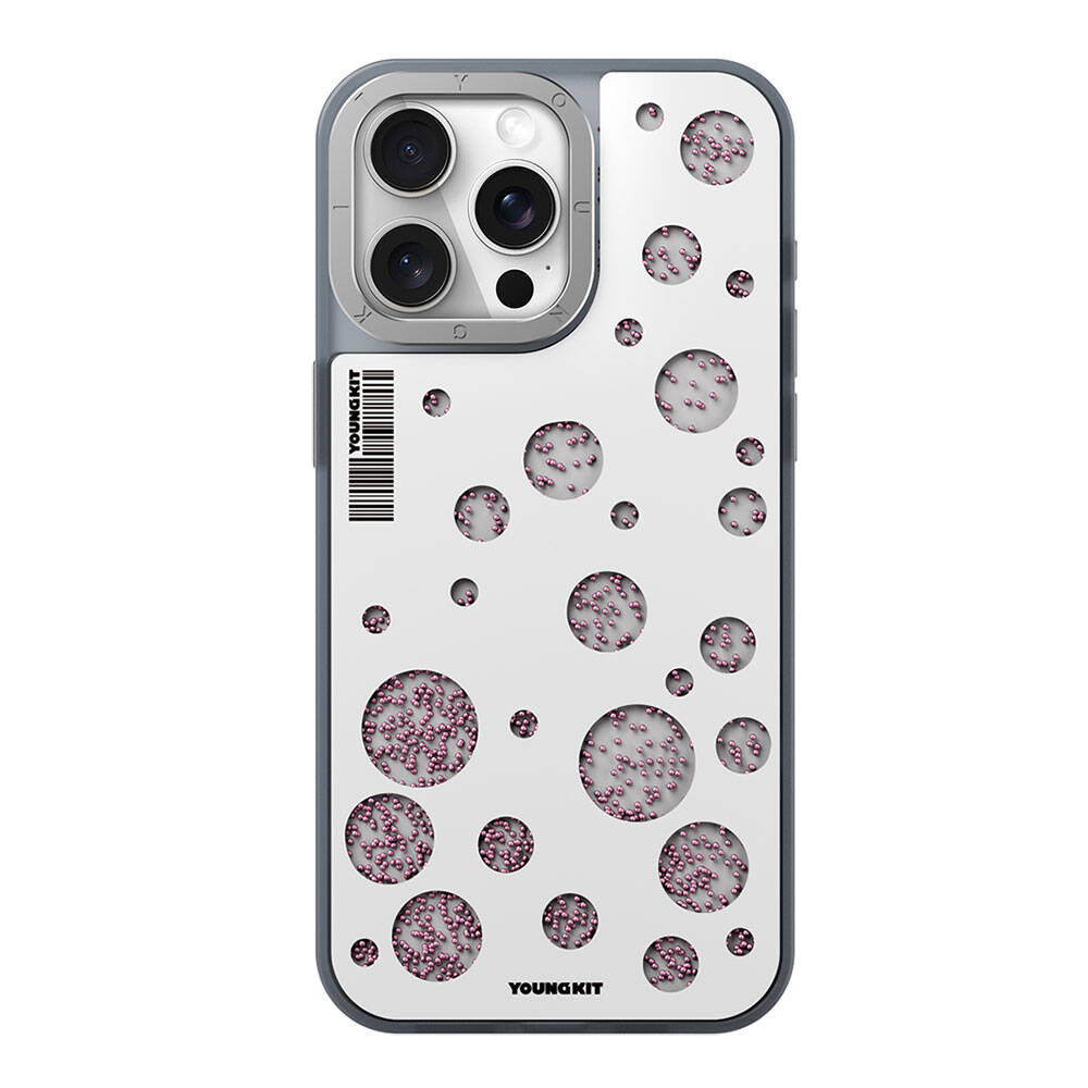 iPhone 15 Pro Kılıf M-safe Şarj Özellikli Youngkit Quicksand Beads Serisi Kapak
