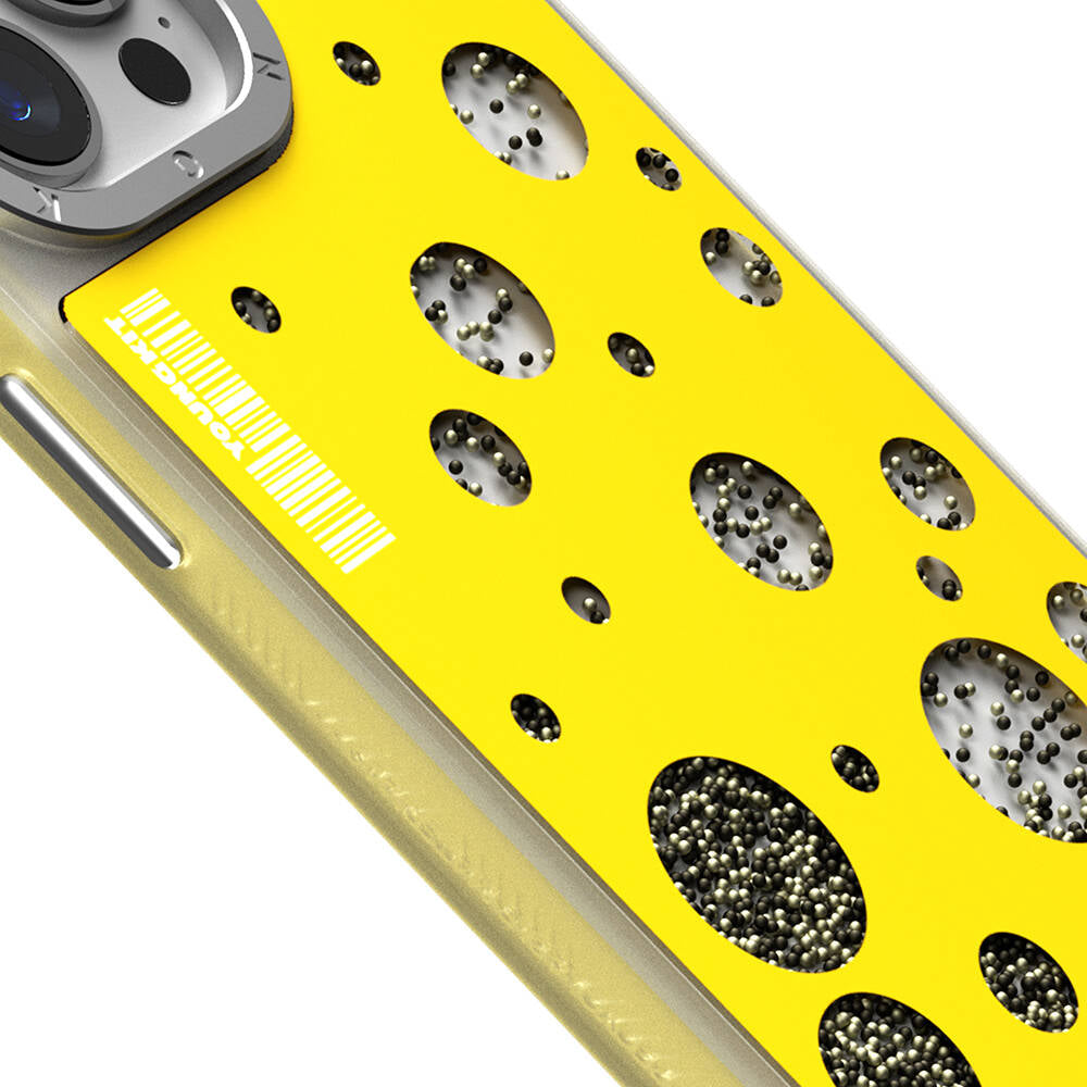 iPhone 15 Pro Kılıf M-safe Şarj Özellikli Youngkit Quicksand Beads Serisi Kapak
