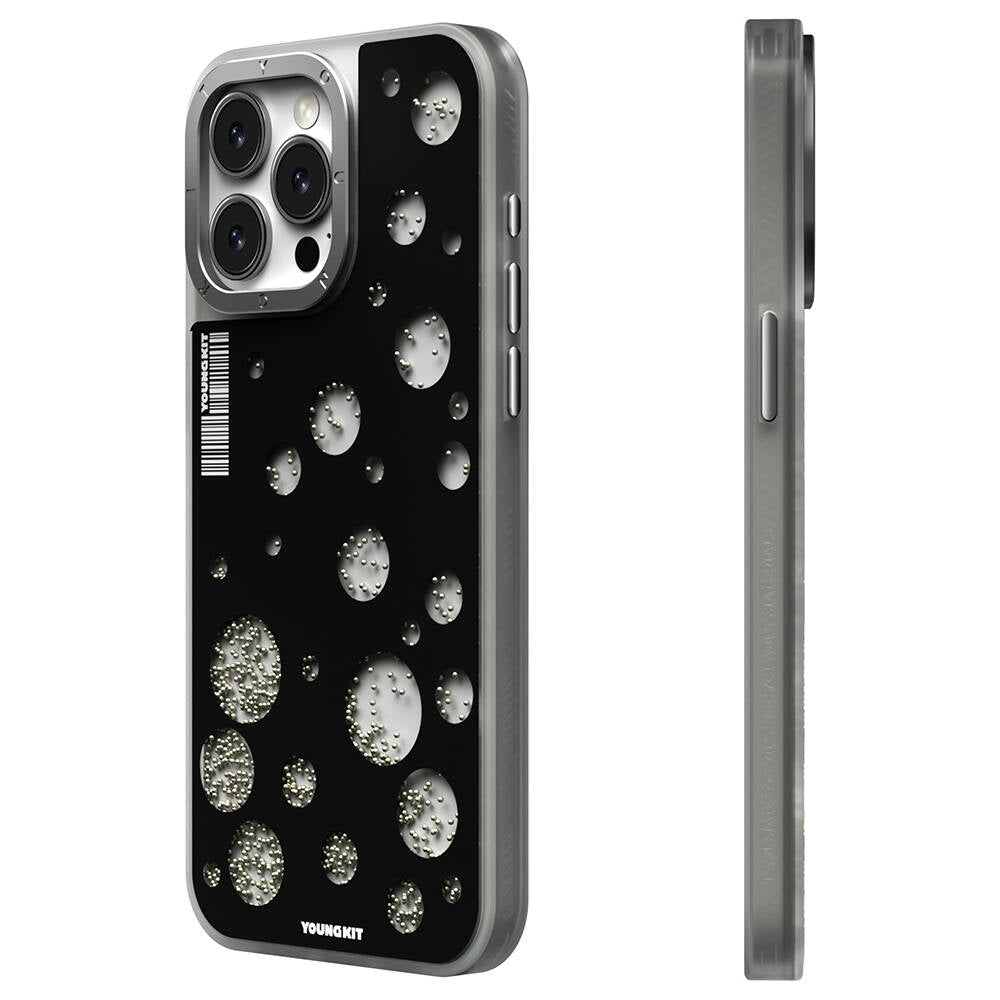 iPhone 15 Pro Kılıf M-safe Şarj Özellikli Youngkit Quicksand Beads Serisi Kapak