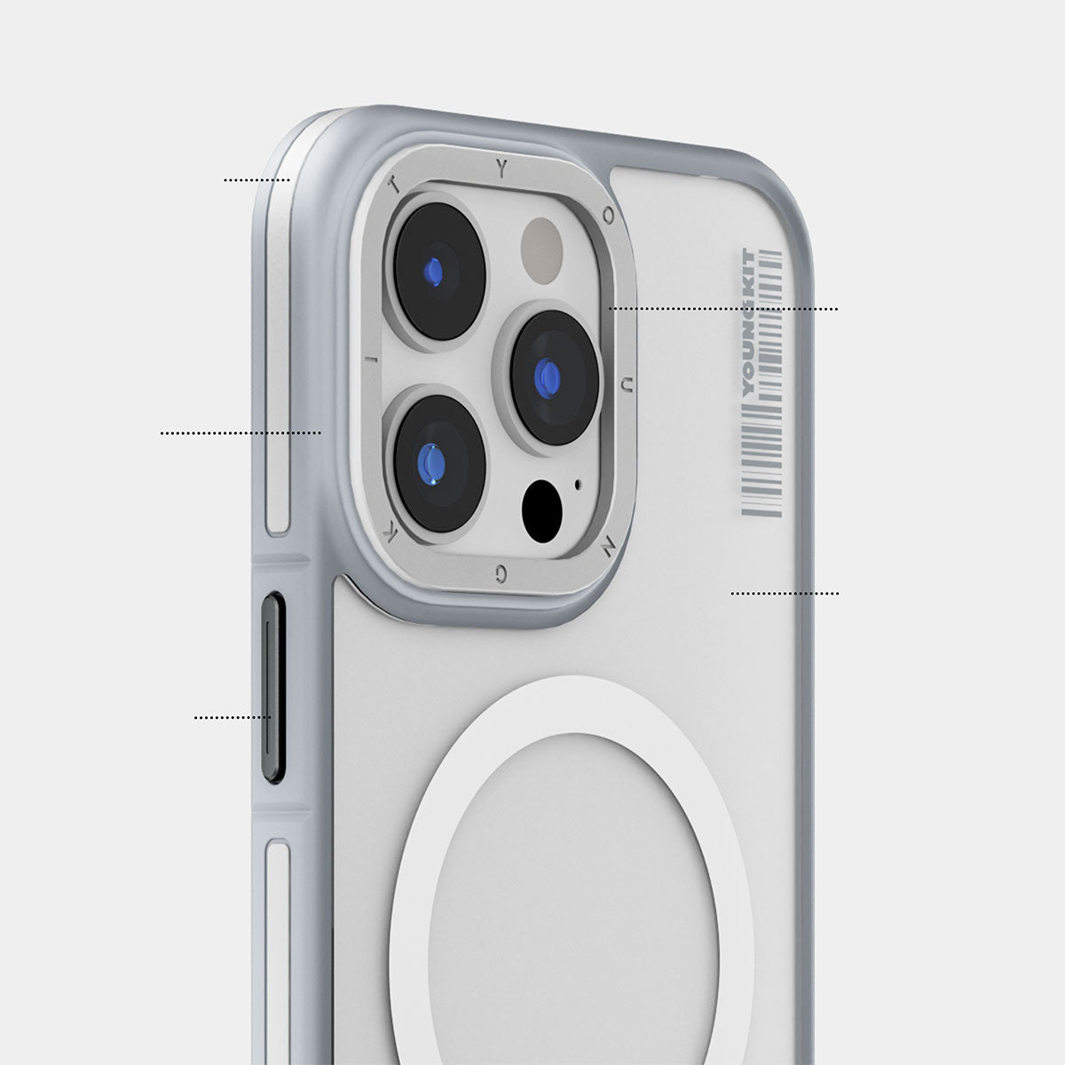 iPhone 15 Pro Kılıf M-safe Şarj Özellikli Youngkit Rock Sand Serisi Kapak
