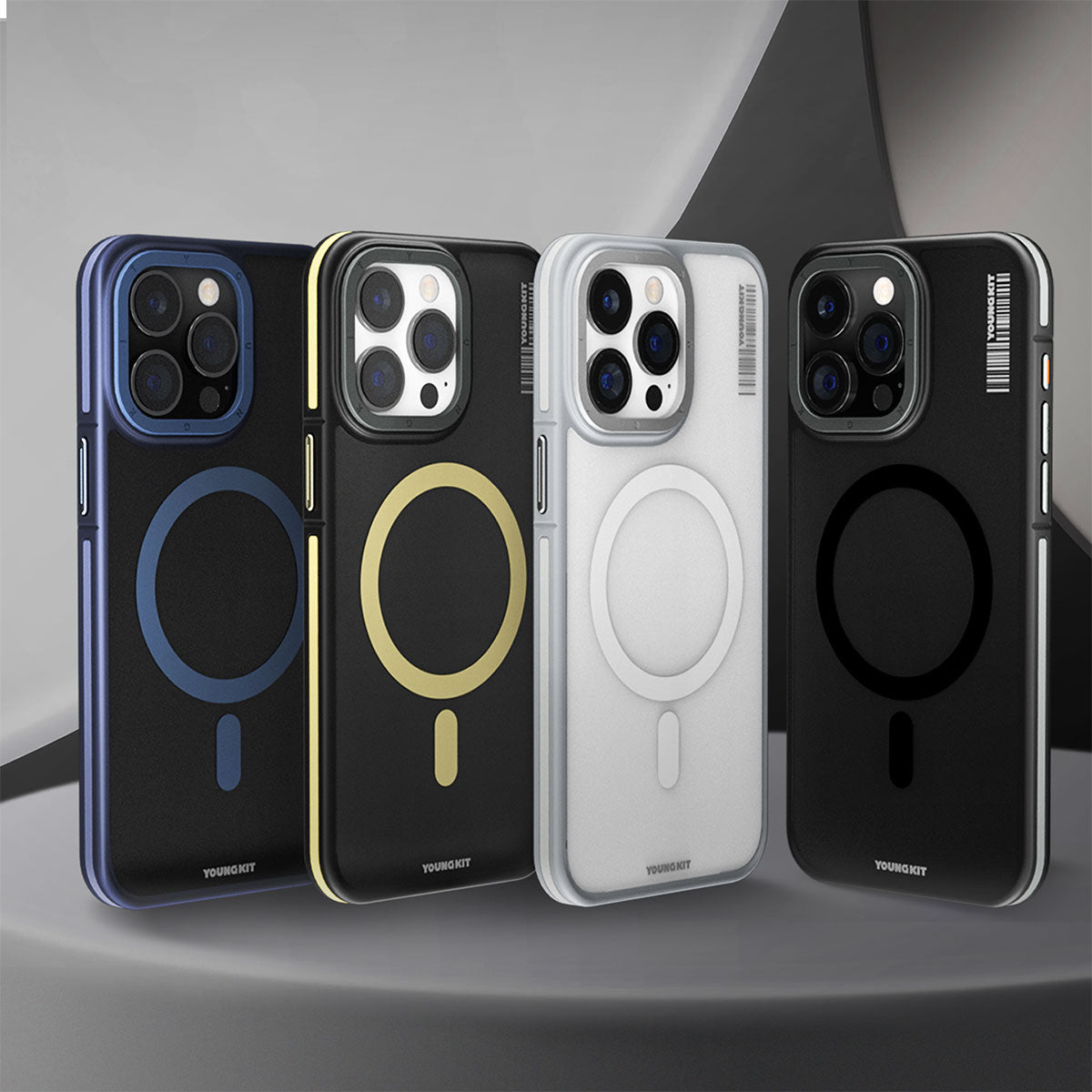 iPhone 15 Pro Kılıf M-safe Şarj Özellikli Youngkit Rock Sand Serisi Kapak