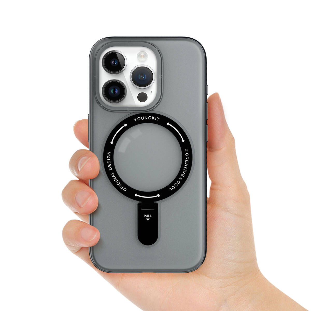 iPhone 15 Pro Kılıf M-safe Şarj Özellikli Youngkit Rock Serisi Kapak