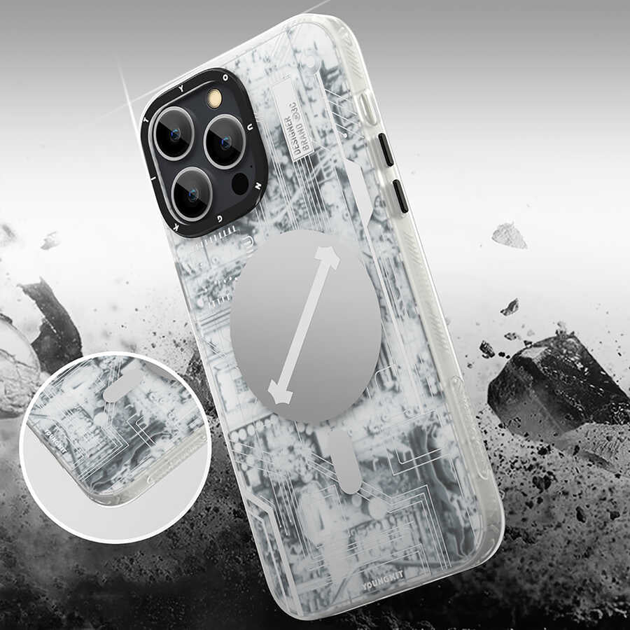 iPhone 15 Pro Kılıf M-safe Şarj Özellikli YoungKit Technology Serisi Kapak