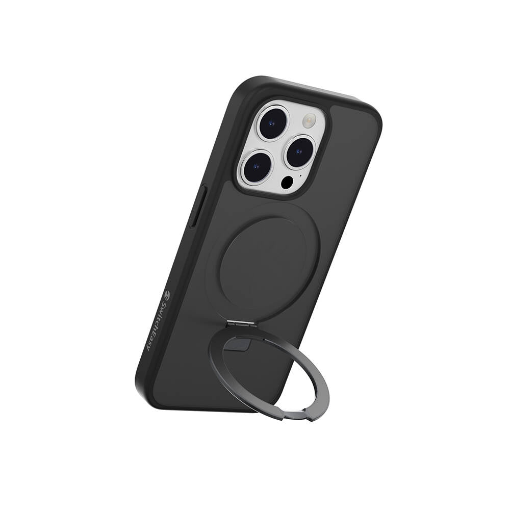iPhone 15 Pro Kılıf M-safe Şarj Özellikli Yüzük Standlı Lisanslı Switcheasy Magstand-M Kapak